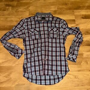 7 Diamonds Plaid Button Down Shirt Long Sleeve‎ Casual Top Mens Size L